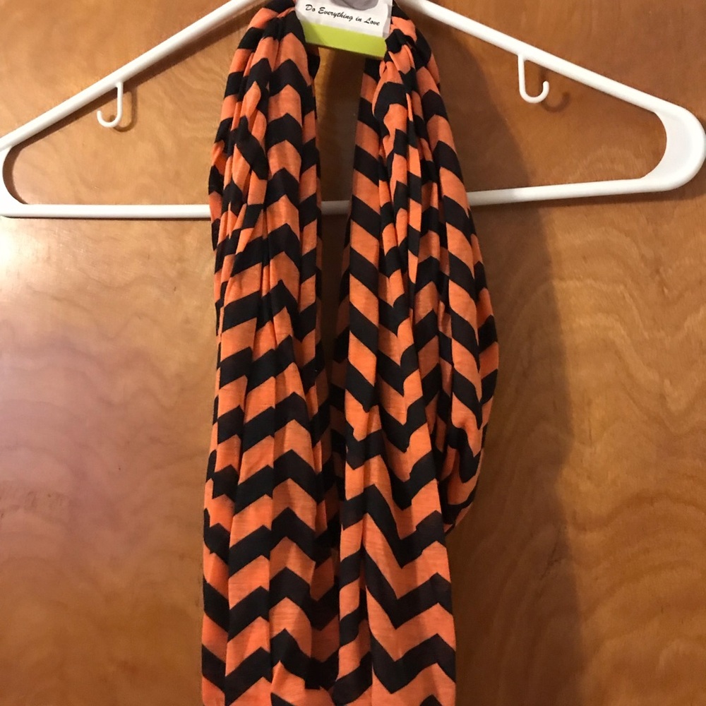 Do Everything in Love Orange and Black Chevron Infinity Scarf